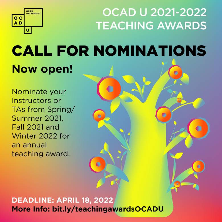 Call For Nominations: OCAD U 2021-2022 Teaching Awards | OCAD University